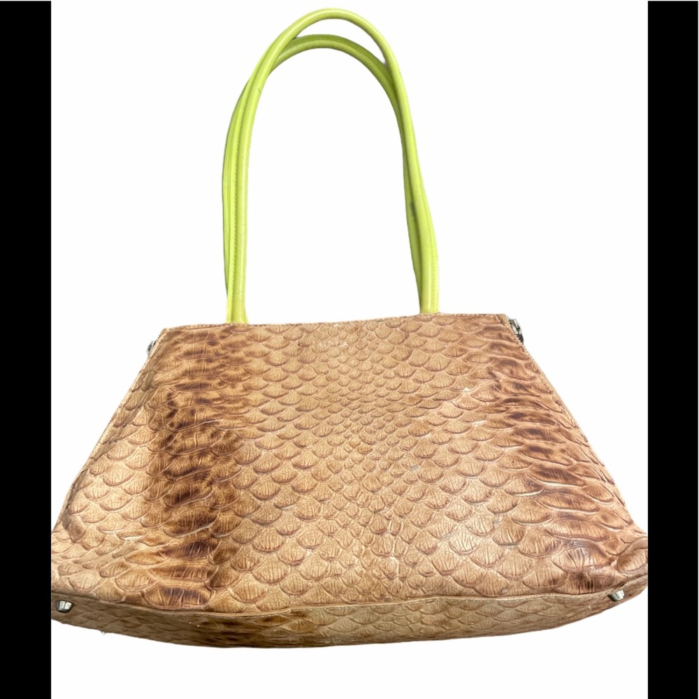 FURLA- Italian snakeskin embossed leather handbag